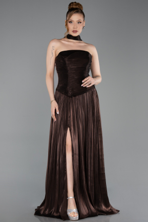 Brown Long Chiffon Prom Gown ABU5957