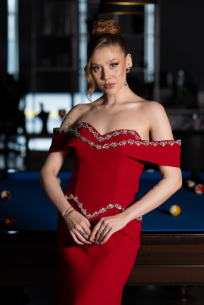 Long Red Mermaid Prom Dress ABU6198