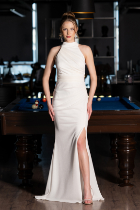 White Long Evening Dress ABU6083