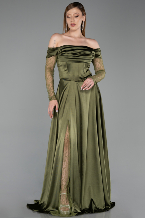 Long Olive Drab Evening Dress ABU6219