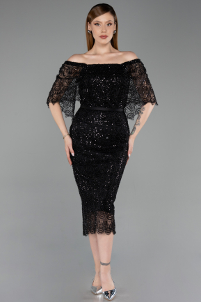 Midi Black Beaded Cocktail Dress ABK2634