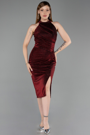 Midi Burgundy Cocktail Dress ABK2635
