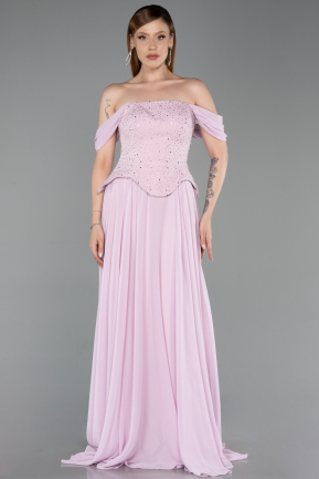 Long Powder Color Chiffon Evening Dress ABU6221