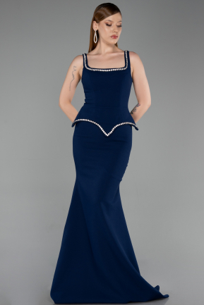 Long Navy Blue Plus Size Evening Dress ABU6248