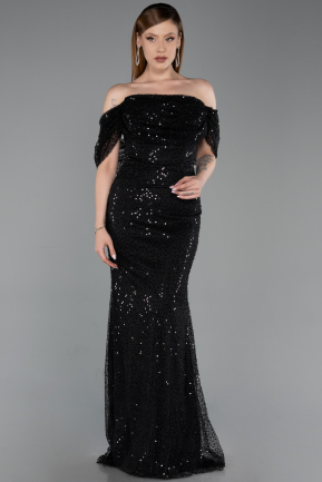 Long Black Scaly Evening Dress ABU6237