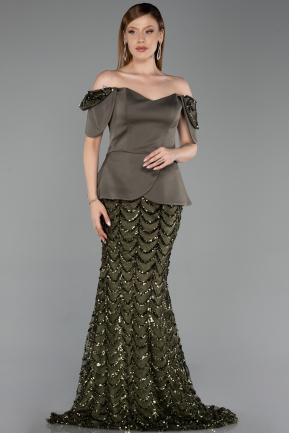 Long Olive Drab Scaly Evening Dress ABU6243