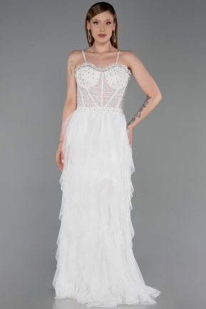 Long White Evening Dress ABU6245