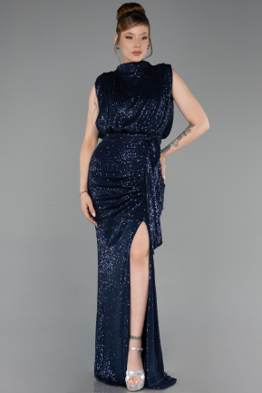 Long Navy Blue Scaly Evening Dress ABU2752