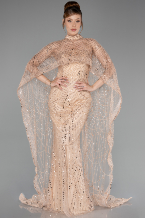 Long Gold Beaded Evening Dress ABU6220