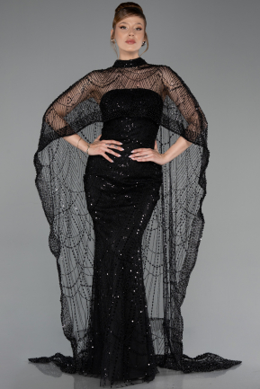 Long Black Beaded Evening Dress ABU6220