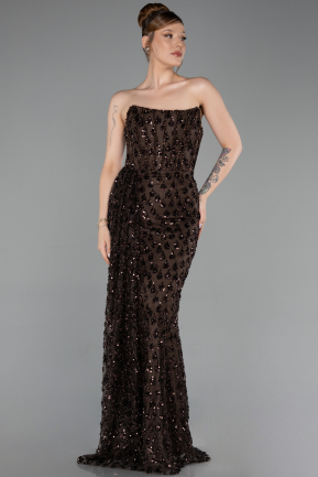 Long Brown Scaly Evening Dress ABU6224