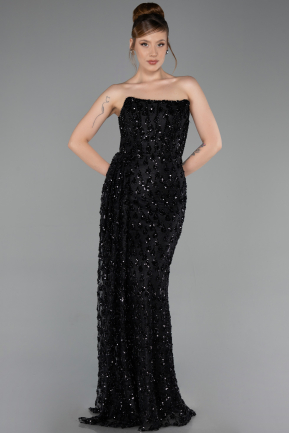 Long Black Scaly Evening Dress ABU6224