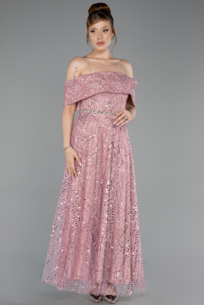 Midi Powder Color Beaded Cocktail Dress ABK2639