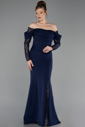 Long Navy Blue Mermaid Evening Gown ABU6235