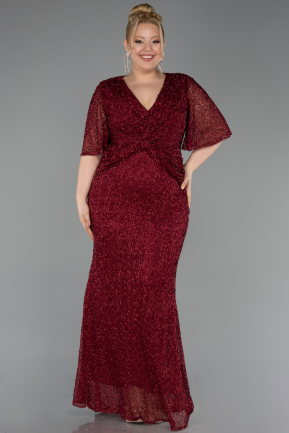 Burgundy Long Plus Size Evening Gown ABU4542