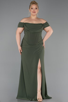 Long Olive Drab Plus Size Prom Dress ABU6246