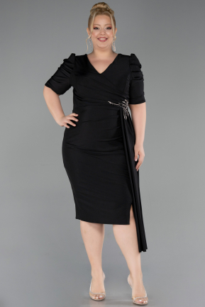 Midi Black Plus Size Evening Dress ABK2643