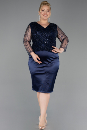 Midi Navy Blue Plus Size Cocktail Dress ABK2644