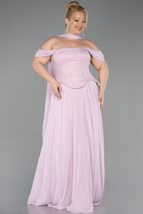 Long Powder Color Chiffon Large Size Dress ABU6247