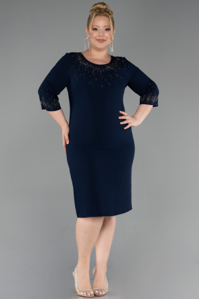 Midi Navy Blue Plus Size Cocktail Dress ABK2648
