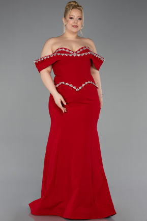 Long Red Plus Size Evening Gown ABU6199