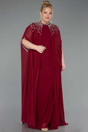 Burgundy Long Chiffon Plus Size Evening Gown ABU5845