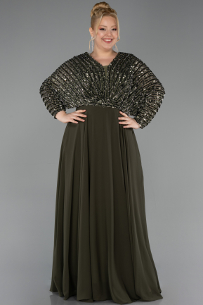 Olive Drab Long Chiffon Formal Plus Size Dress ABU5859
