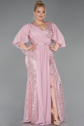 Long Powder Color Beaded Plus Size Evening Dress ABU6261