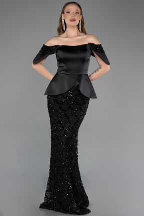Long Black Scaly Evening Dress ABU6254