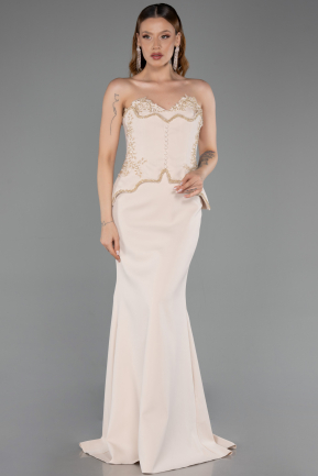 Long Beige Mermaid Prom Dress ABU6255