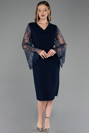 Midi Navy Blue Plus Size Cocktail Dress ABK2646