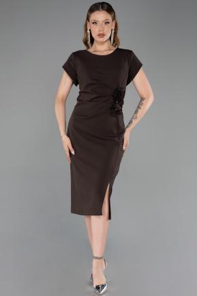 Midi Brown Plus Size Cocktail Dress ABK2649