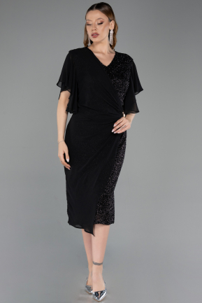 Midi Black Beaded Plus Size Cocktail Dress ABK2642
