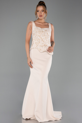 Long Beige Evening Dress ABU6225