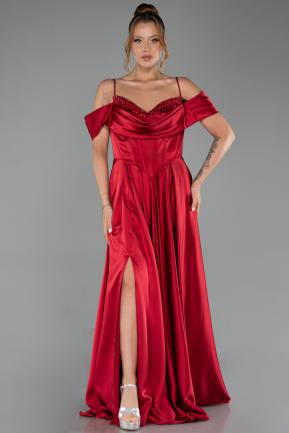 Long Burgundy Satin Evening Dress ABU6297