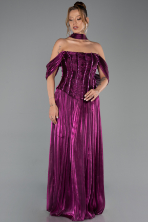Long Fuchsia Chiffon Prom Gown ABU6300