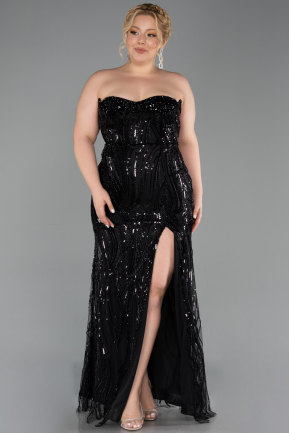 Long Black Beaded Oversized Evening Dress ABU6206