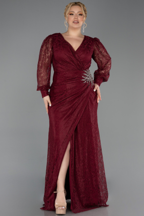 Long Burgundy Dantelle Plus Size Evening Dress ABU6272