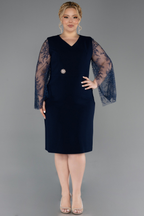 Midi Navy Blue Plus Size Cocktail Dress ABK2646