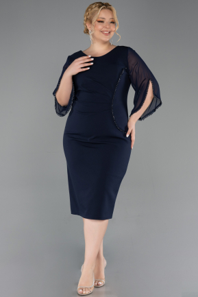 Midi Navy Blue Plus Size Cocktail Dress ABK2659