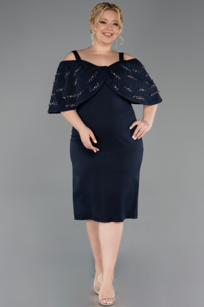 Midi Navy Blue Plus Size Cocktail Dress ABK2660