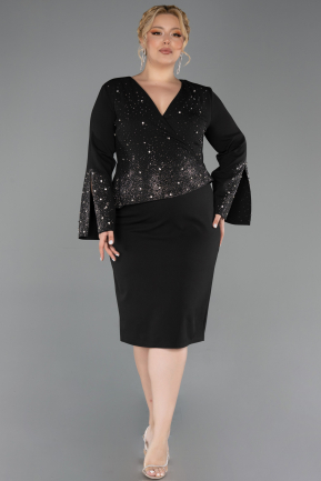 Midi Black Plus Size Cocktail Dress ABK2661