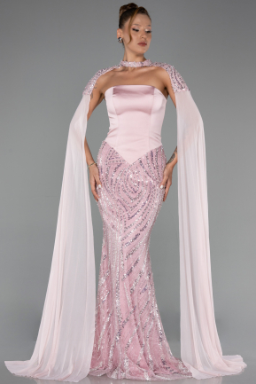 Long Powder Color Beaded Mermaid Prom Dress ABU6315