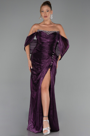 Long Purple Chiffon Evening Dress ABU6306