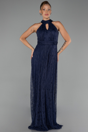 Long Navy Blue Dantelle Evening Dress ABU6313