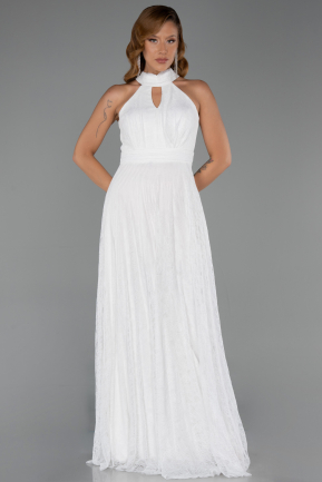 Long White Dantelle Evening Dress ABU6313