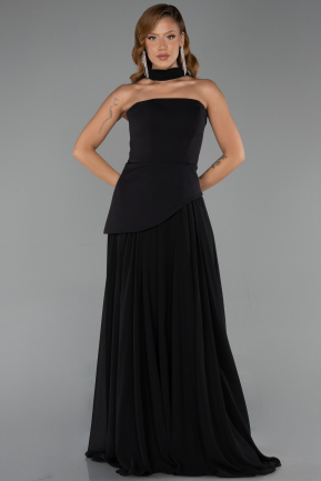 Black Long Chiffon Prom Gown ABU6042