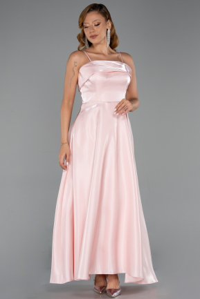 Powder Color Midi Satin Evening Dress ABK2657