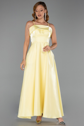 Yellow Midi Satin Evening Dress ABK2657
