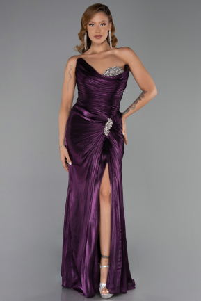 Long Purple Chiffon Evening Dress ABU6336